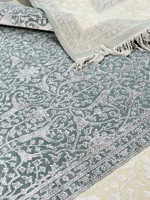 Indrel Hand-knotted New Zealand Wool Persian Rug - Light Blue
