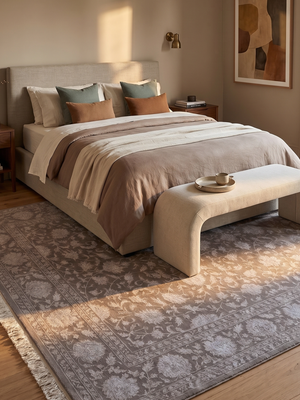 Carev New Zealand Wool & Viscose Persian Rug - Grey
