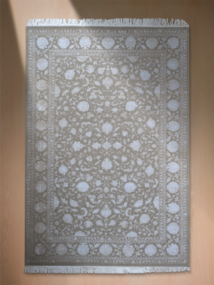 Carev New Zealand Wool & Viscose Persian Rug - Grey