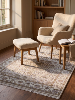 Kavan Hand-knotted New Zealand Wool Persian Rug - Cream