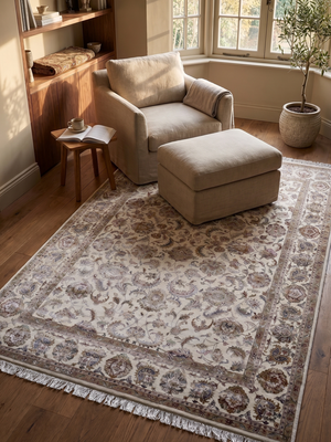 Bretil Hand-knotted New Zealand Wool Persian Rug - Cream