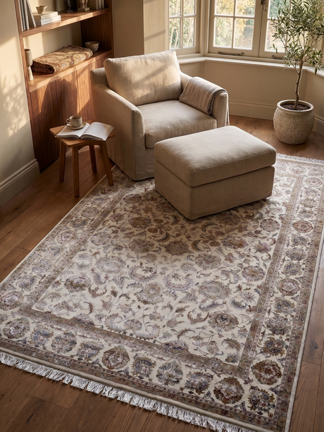 Bretil Hand-knotted New Zealand Wool Rug - Cream