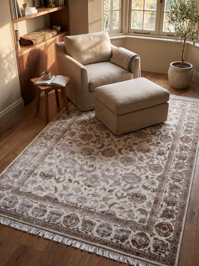 Bretil Hand-knotted New Zealand Wool Rug - Cream