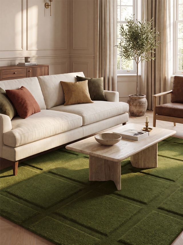 Zafar Wool Hand-tufted Rug - Olive Green