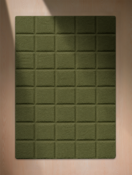 Zafar Wool Hand-tufted Geometric Rug - Olive Green