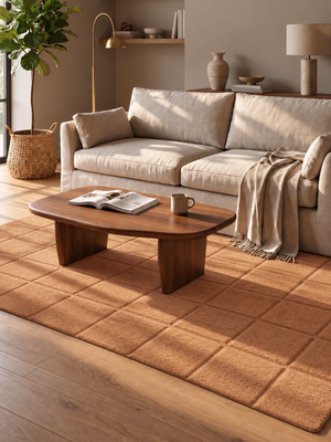 Zafar Wool Hand-tufted Geometric Rug - Rust