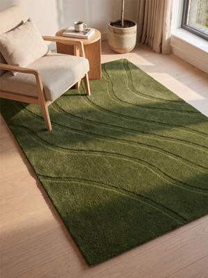 Shiraz Wool Hand-tufted Rug - Olive Green