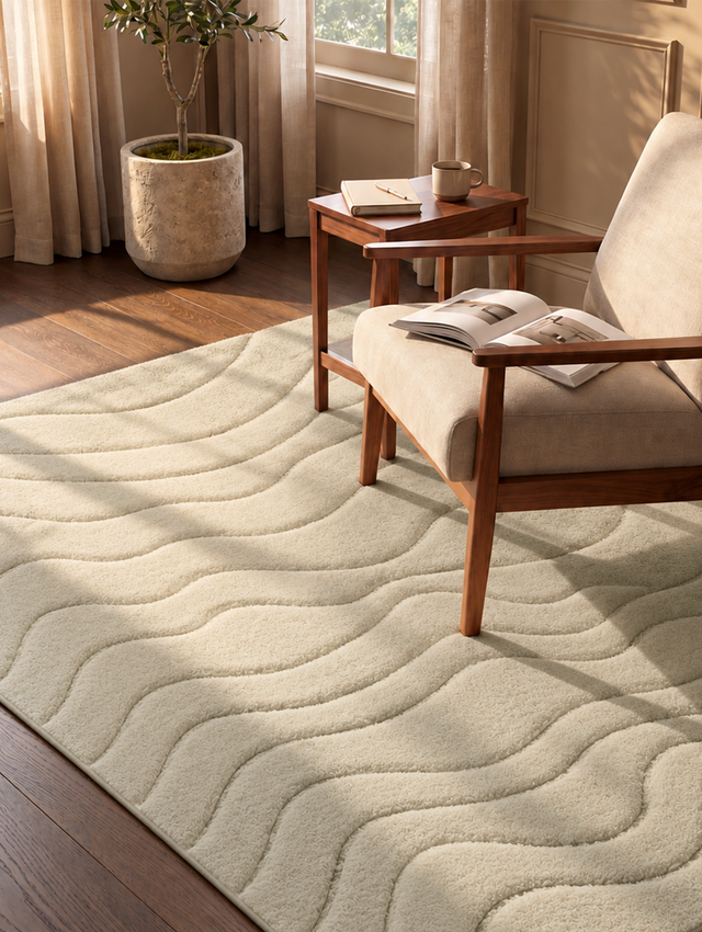 Nadir Wool Hand-tufted Rug - Beige