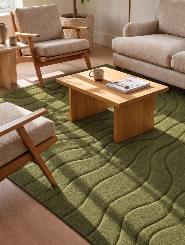 Nadir Wool Hand-tufted Rug - Olive Green