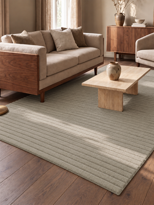 Cyrus Wool Hand-tufted Striped Rug - Beige