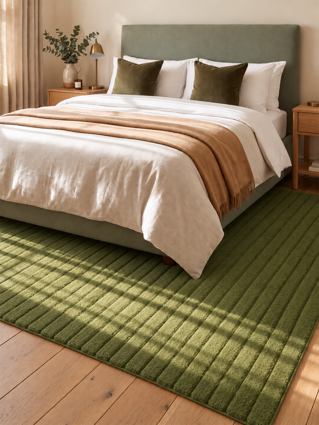 Cyrus Wool Hand-tufted Striped Rug - Olive Green