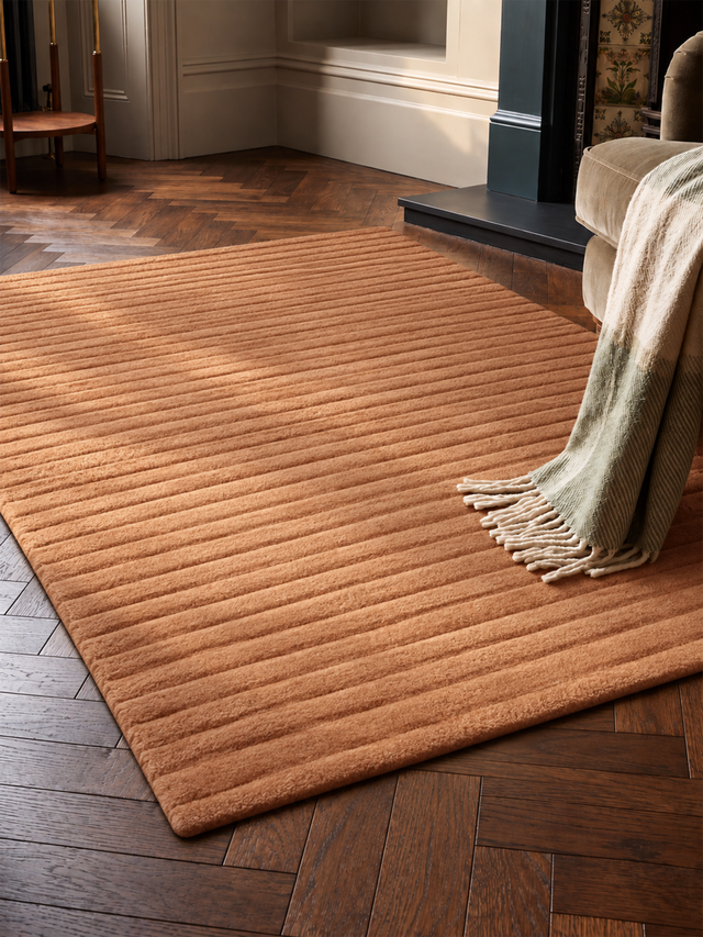 Cyrus Wool Hand-tufted Striped Rug - Rust