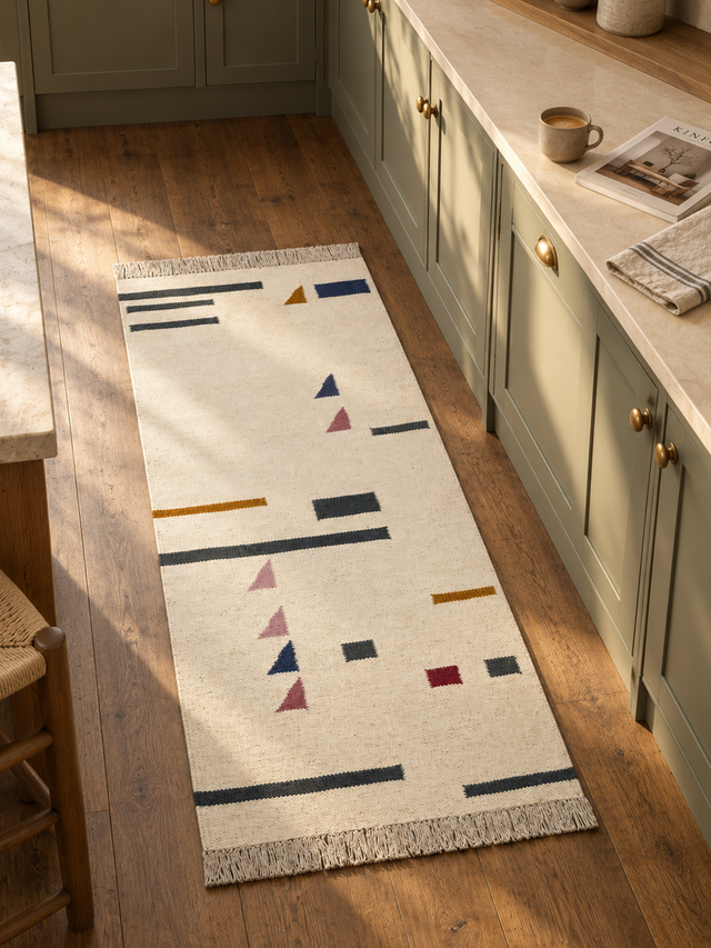 Carell Hand-Woven Wool Kilim Rug - Off White