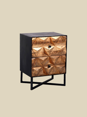Simon Two Drawer Wooden Bedside Table