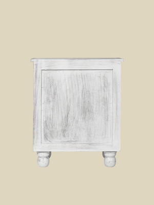 Grace Carved Wooden Bedside Table - Small