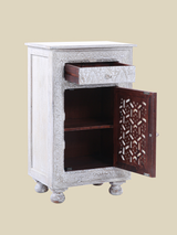 Grace Carved Wooden Bedside Table - Large