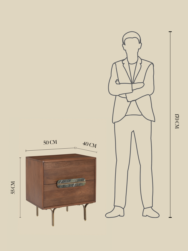 Menlo Two Drawer Wooden Bedside Table