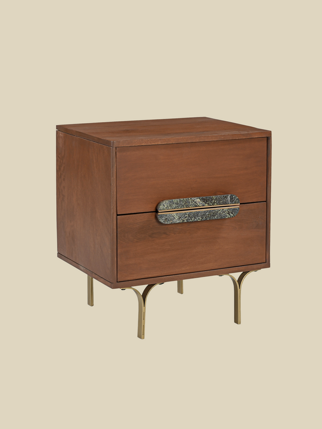 Menlo Two Drawer Wooden Bedside Table