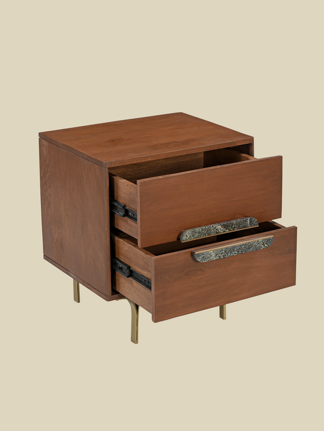 Menlo Two Drawer Wooden Bedside Table