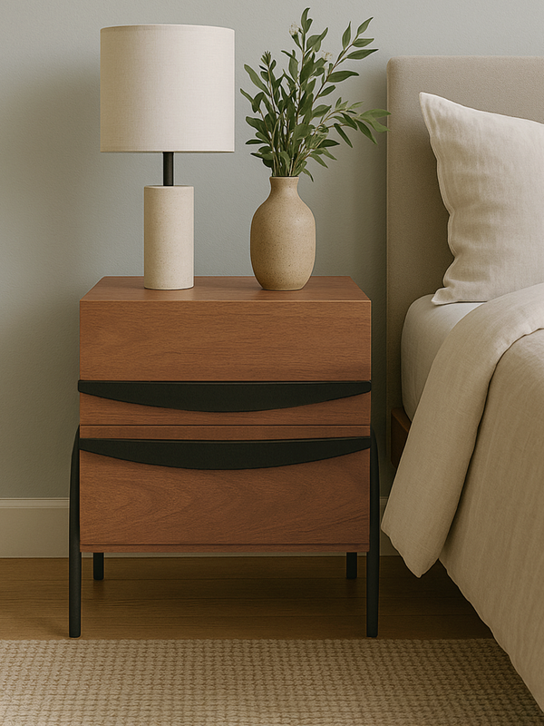 Danton Two Drawer Wooden Bedside Table