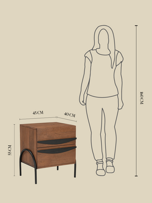 Danton Two Drawer Wooden Bedside Table