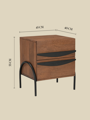 Danton Two Drawer Wooden Bedside Table