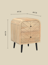 Cayman Two Drawer Wooden Bedside Table