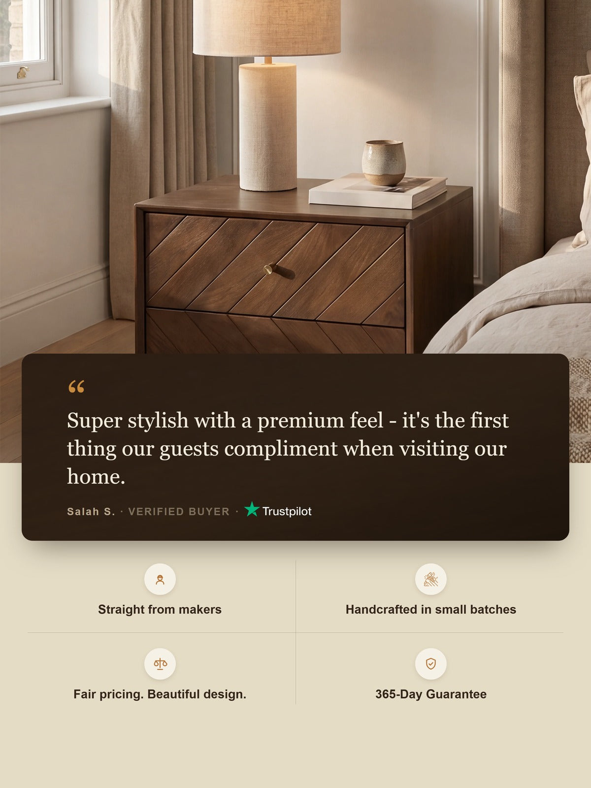 Carrie Mango Wood Bedside Table