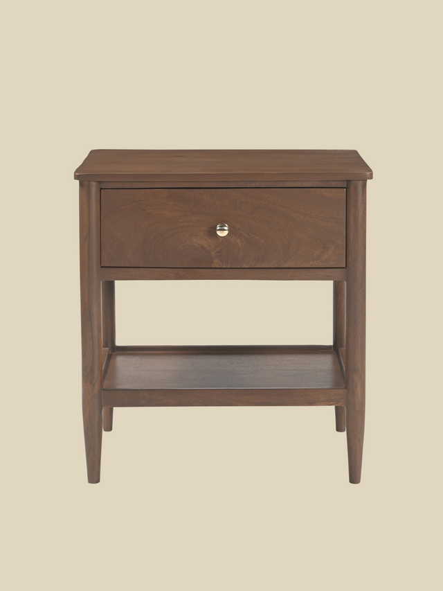 Diane Mango Wood Bedside Table - Walnut