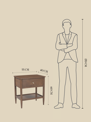 Diane Mango Wood Bedside Table - Walnut