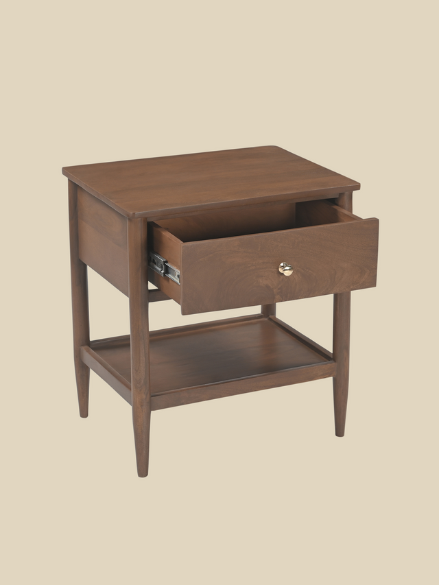 Diane Mango Wood Bedside Table - Walnut