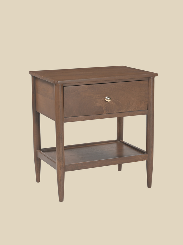Diane Mango Wood Bedside Table - Walnut