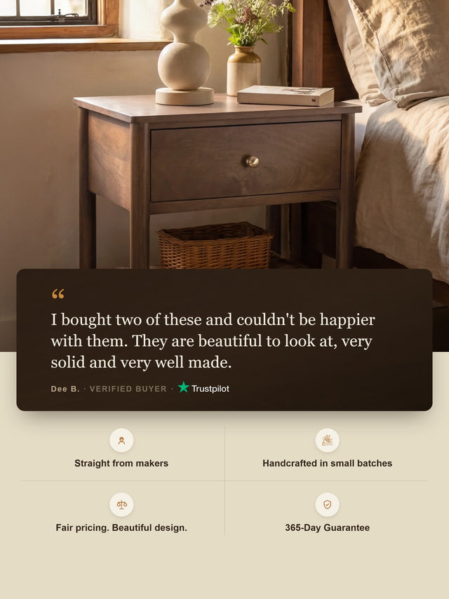 Diane Mango Wood Bedside Table - Walnut
