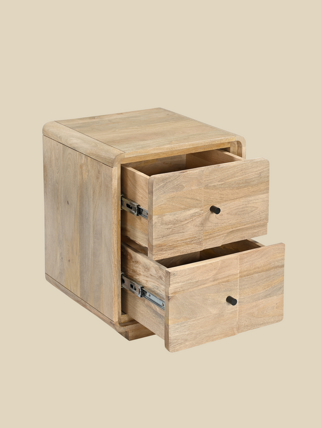 Luce Mango Wood Two Drawer Bedside Table