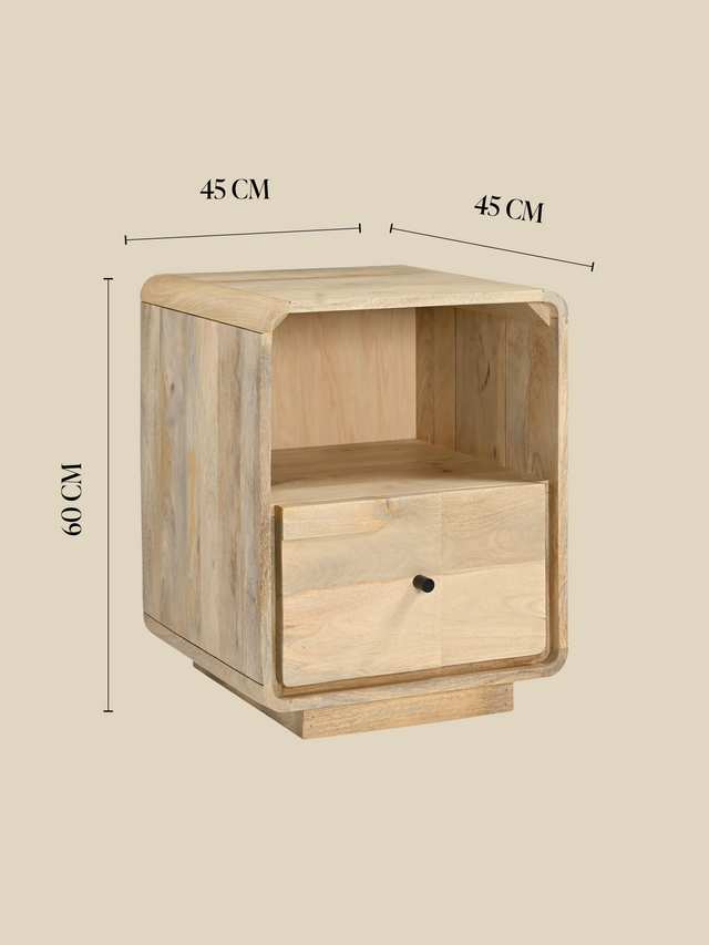 Luce Mango Wood One Drawer Bedside Table