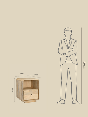 Luce Mango Wood One Drawer Bedside Table