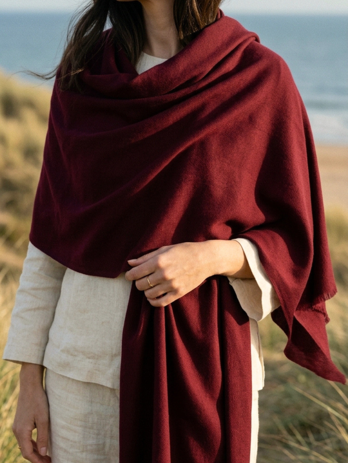 Sri Cashmere Wool Scarf - Burgundy