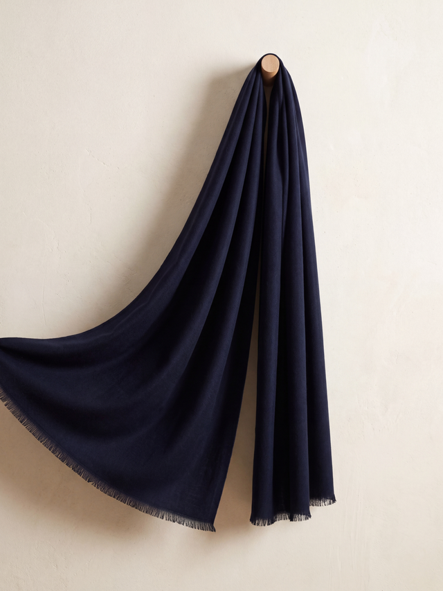 Sri Cashmere Wool Scarf - Navy