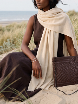 Sri Cashmere Wool Scarf - Cream
