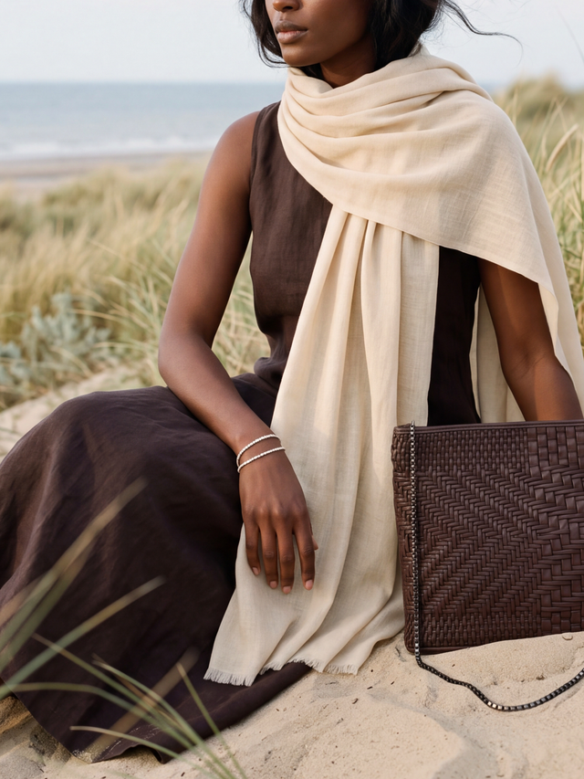 Sri Cashmere Wool Scarf - Cream