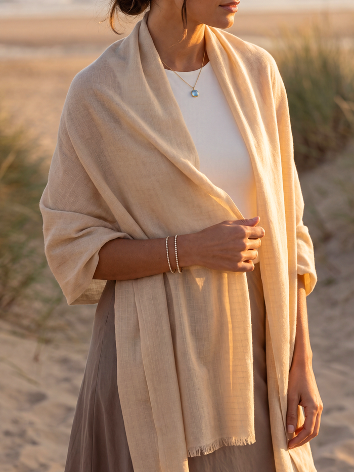 Chaukor Cashmere Wool Scarf - Oat