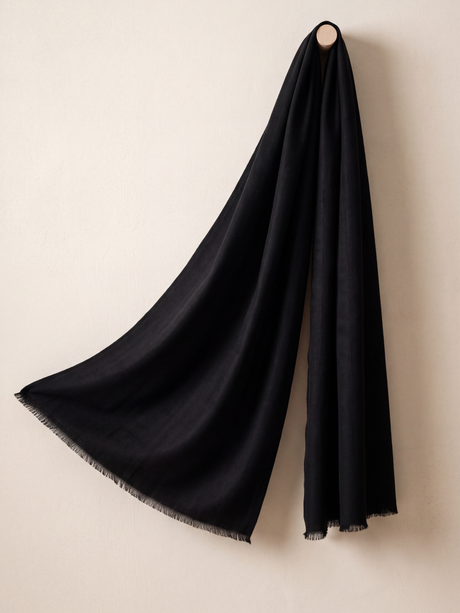 Chaukor Cashmere Wool Scarf - Black