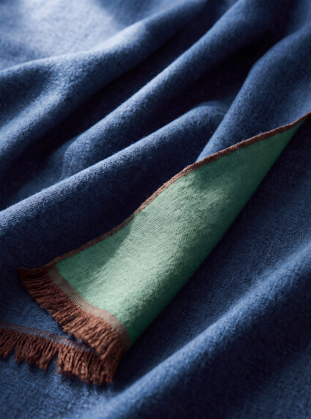 Dohar Reversible Merino Wool Scarf - Blue & Green