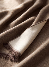 Dohar Reversible Merino Wool Scarf - Beige & Cream
