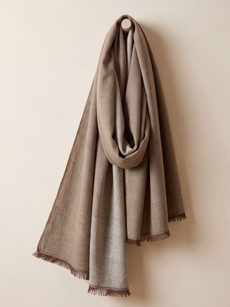 Dohar Reversible Merino Wool Scarf - Beige & Cream