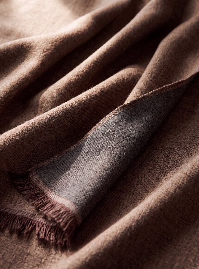 Dohar Reversible Merino Wool Scarf - Brown & Grey
