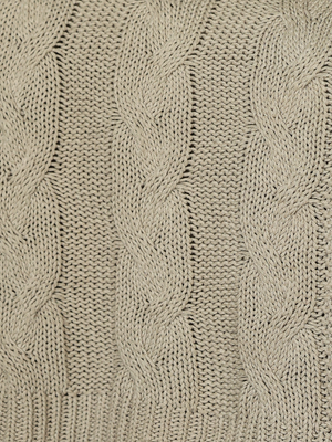 Cason Beige Cotton Knitted Throw