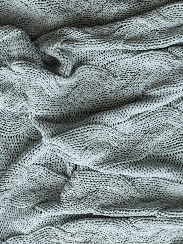 Cason Blue Cotton Knitted Throw