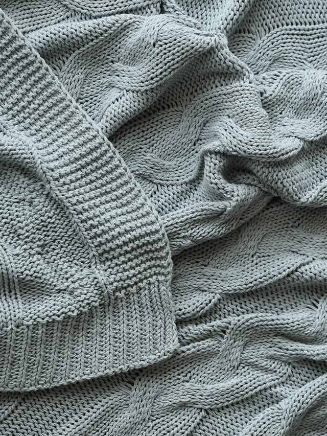 Cason Blue Cotton Knitted Throw
