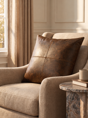 Cru Leather Cushion - Brown